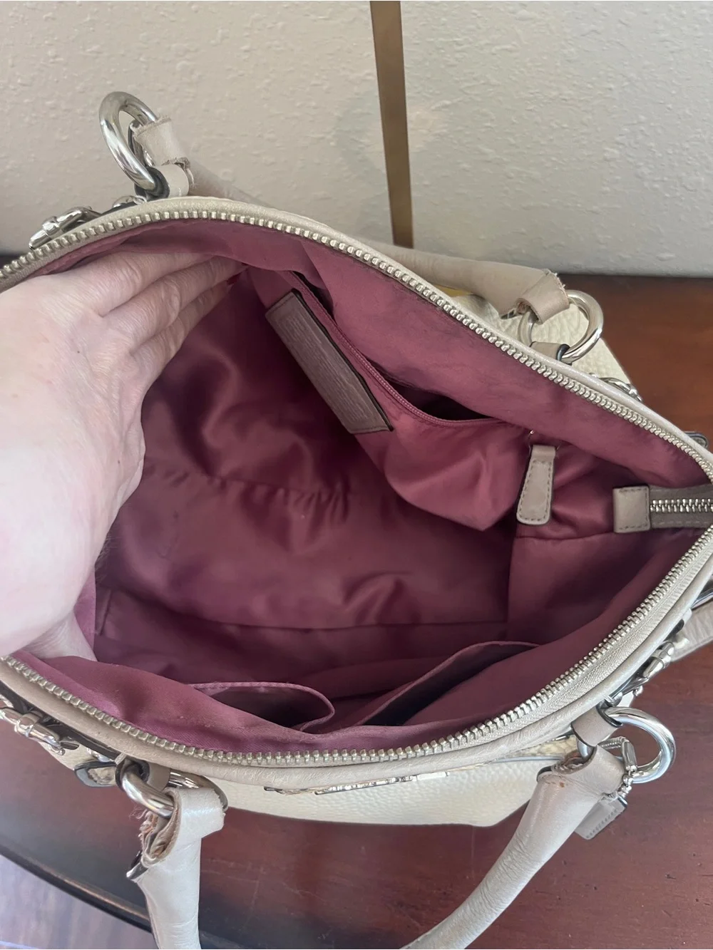 Authentic  Coach Madison Embossed Sophia Satchel in Cream Python style 19631